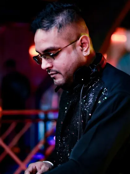 A focused moment during a Bollywood Bash at The Fixx. I'm lining up the next banger to keep the energy high.