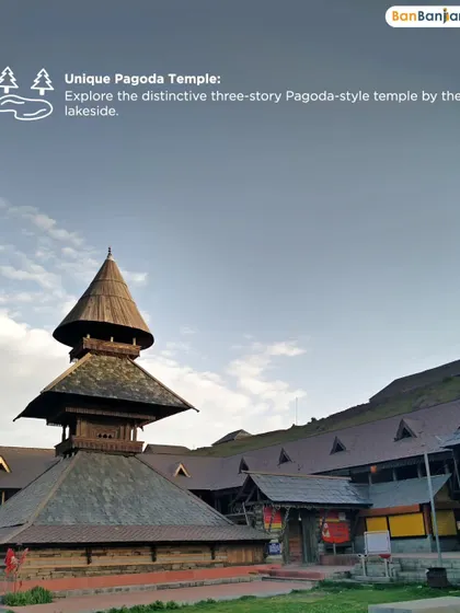 A closer look at the unique three-story Pagoda-style temple dedicated to the sage Prashar. Its distinctive architecture stands as a testament to the rich heritage of the Himalayas.