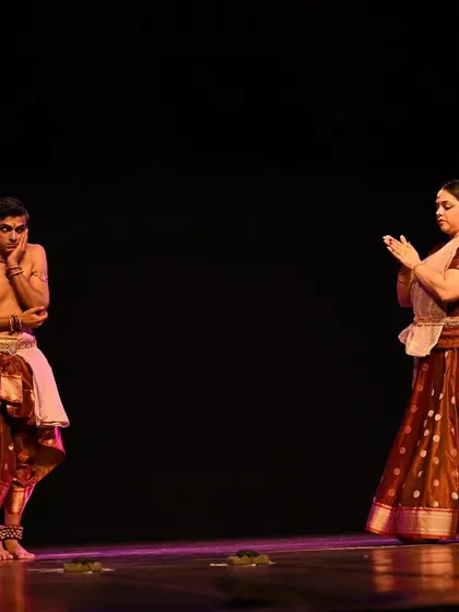 An expressive moment from 'Raag Raagini'. Our interactions tell a story, creating a narrative that combines the strengths of both Kathak and Bharatanatyam.