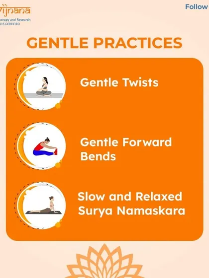 Instead, I recommend gentle practices during menstruation. Slow twists, gentle forward bends, and relaxed Surya Namaskara can help soothe discomfort and promote relaxation.