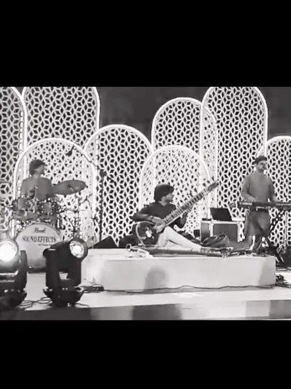 A black and white shot from a fantastic gig in Pune with a full band setup including drums and keys. The stage design was as beautiful as the music we created that night.