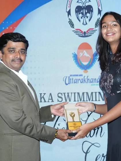 Another of our talented water polo players being felicitated. We are committed to developing water polo at the highest level.