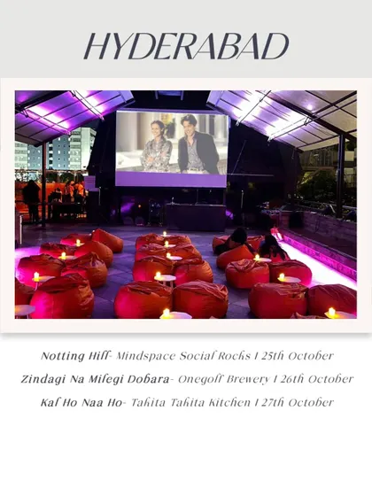 Hyderabad's October lineup, featuring 'Notting Hill', 'ZNMD', and 'Kal Ho Naa Ho'.