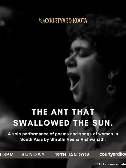 Another poster for Shruthi Veena Vishwanath's performance, highlighting the artist's expressive power. Our promotional designs aim to be as compelling as the performances themselves.