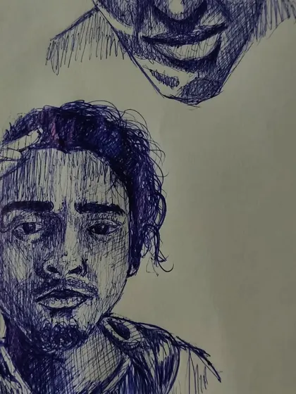 Another detail shot of a portrait sketch. Capturing the look in a subject's eyes and the structure of their face is something I focus on in these raw drawing sessions.