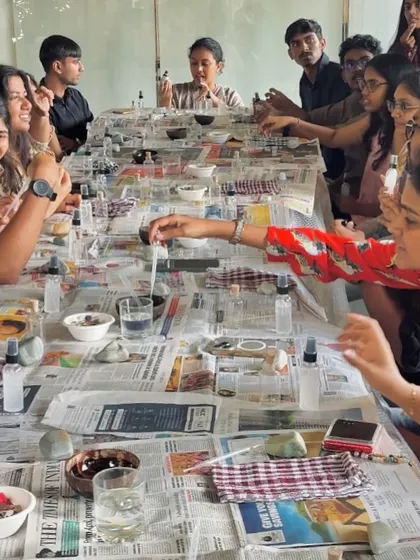A lively moment from a team workshop, filled with collaboration and creativity.