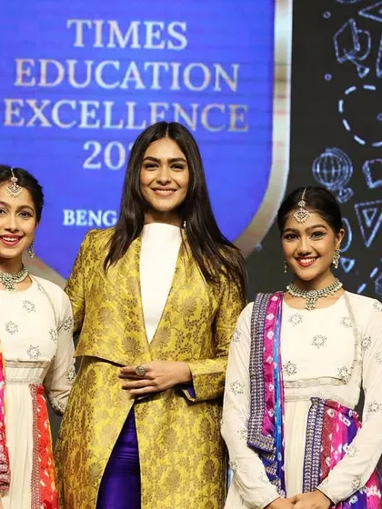 Posing for a photo with Mrunal Thakur at the Times Education Excellence event. These opportunities are a wonderful recognition of our dedication to classical dance.
