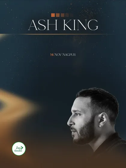 A stylish poster announcing Ash King's performance in Nagpur, part of our November concert series.