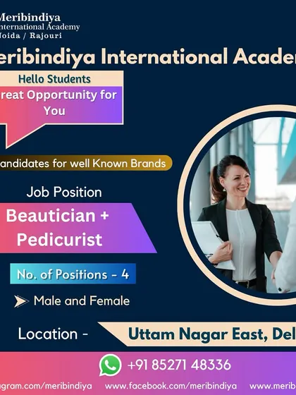An opportunity for our certified beauticians and pedicurists to work with well-known brands in Delhi.