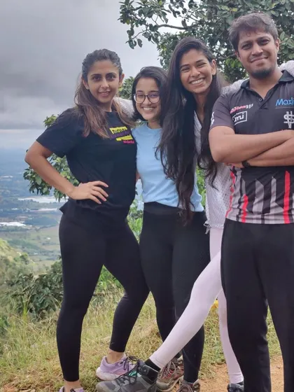Just a few members of the crew hanging out and enjoying the view from the top. The supportive vibe is what makes these trips special.