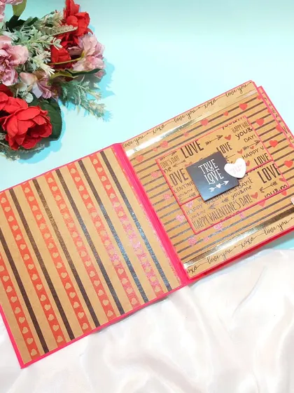 The last page of the Valentine's scrapbook, filled with love-themed typography.