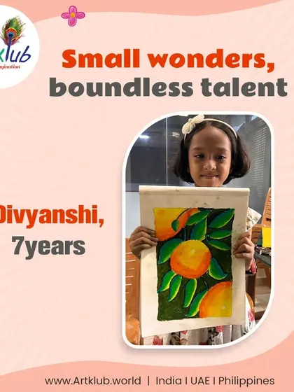 Divyanshi, age 7, is a small wonder with boundless talent, demonstrated in her beautiful painting of oranges.