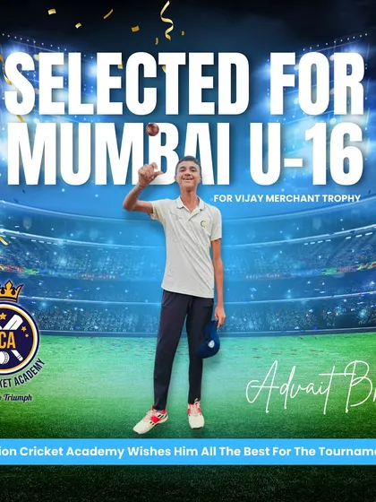 A major milestone. We celebrate Advait Bhatt's selection for the Mumbai U-16 team for the prestigious Vijay Merchant Trophy. This is a crucial step in the journey of a young cricketer in Mumbai.