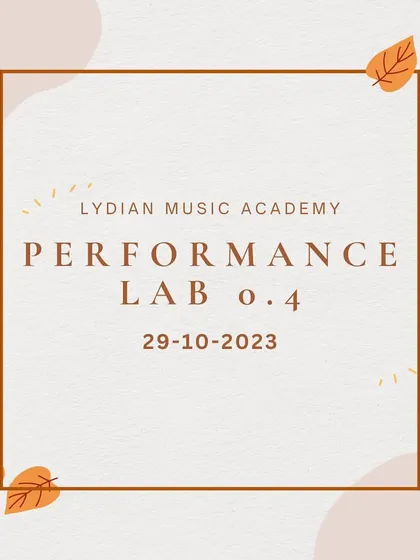 The official graphic for our "Performance Lab 0.4," part of our fall series of recitals.