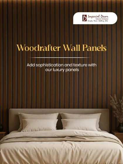 For this bedroom, I used our luxury Woodrafter wall panels to create a sophisticated and textured feature wall. The vertical lines add a sense of height and warmth, turning a simple wall into the centerpiece of the room.