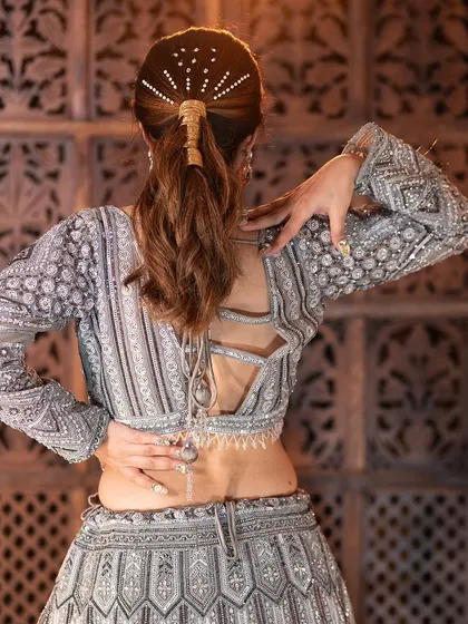 Another view of the stylish back design, showing the criss-cross tie detail that adds a modern touch.