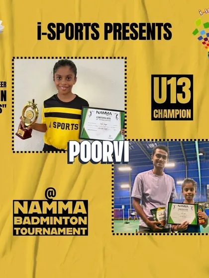 Congratulations to Poorvi for clinching her first career singles title as the U13 Champion at the Namma Badminton Tournament.