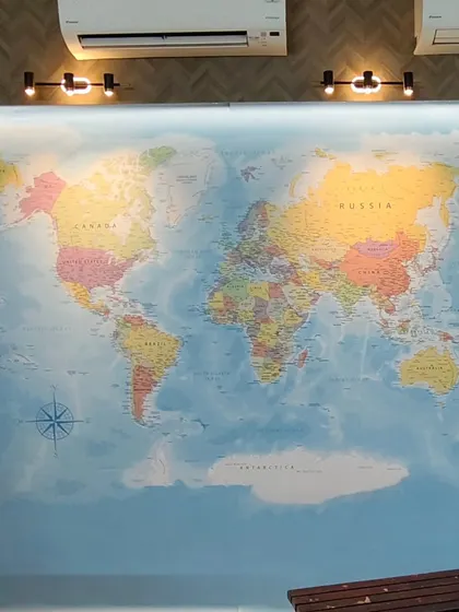 A large world map mural is a great choice for a study area or a curious kid's room. It's both educational and visually interesting.