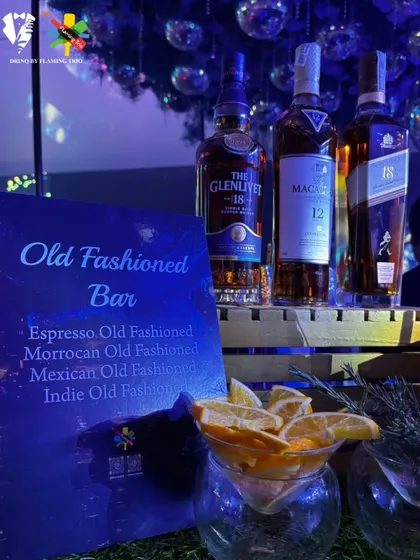 A close-up of our Old Fashioned Bar menu, highlighting the diverse and creative options available. This concept caters to both traditionalists and adventurous cocktail lovers.