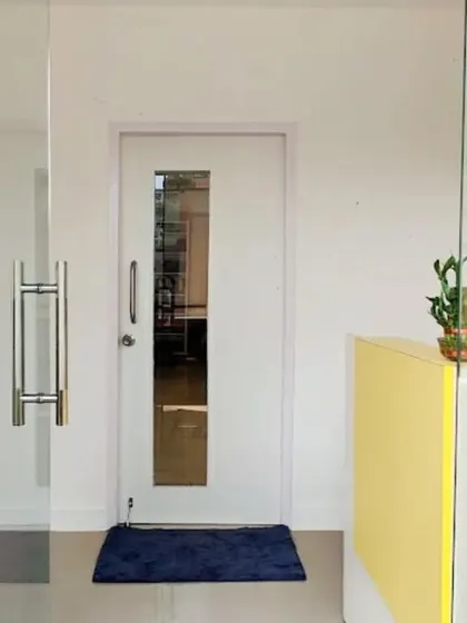 The entrance to my studio is designed to be welcoming and professional. It's the first step into a space dedicated to helping you achieve your health and fitness goals.
