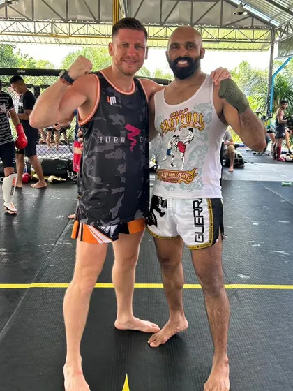 Another shot with Enriko Kehl. It's an honor to share the mat with such a skilled fighter.