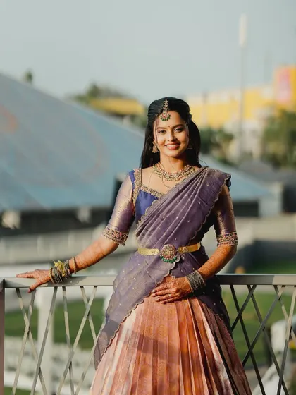 Another lovely portrait of Brunda, showcasing the beautiful silhouette of her traditional half saree.