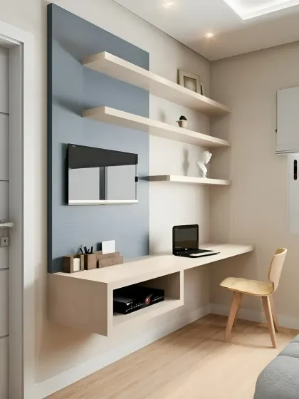 Our portfolio of study units showcases a variety of styles, from minimalist floating desks to large, built-in workstations. We design each space to be ergonomic, organized, and seamlessly integrated into the bedroom's overall aesthetic.