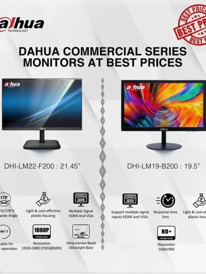 A promotional image for Dahua commercial series monitors, which I can source and install.