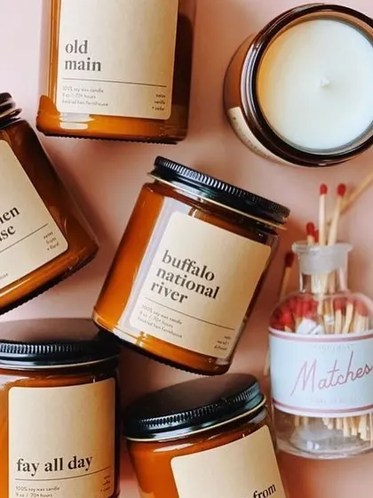 A collection of different brands that use our white-label candles. It's so exciting to see how different businesses style my creations.