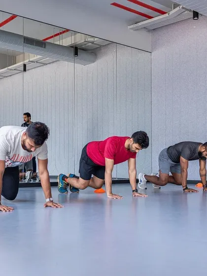 Trainees engage in foundational movement assessments, a key component of the UKSCA curriculum we host at our academy.