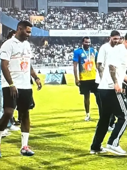 Our leadership on the national stage. Coach Anil D'Souza with Lionel Messi at the Project Maha-Deva event, where he was part of the final scouting and coaching team. This experience directly benefits our players by aligning their training with elite standards.
