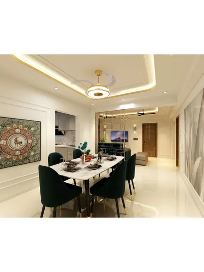 Another view of the dining area, showing its connection to the rest of the open-plan home. The consistent flooring and color palette create a sense of unity and flow.