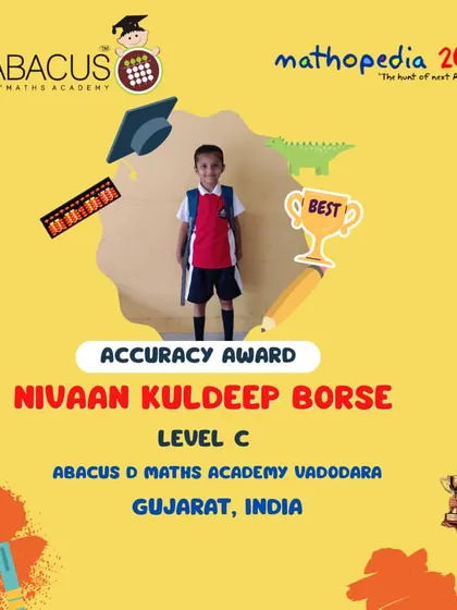 Nivaan Kuldeep Borse from Vadodara, Gujarat, another winner of the Accuracy Award.