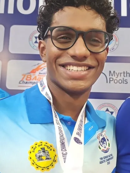 Tanish George Mathew celebrating the relay silver.
