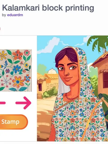 In our "Stamp It with Scratch" workshop, kids explore the art of Kalamkari block printing digitally. They design their own stamps and use code to create beautiful patterns, blending cultural heritage with technology.