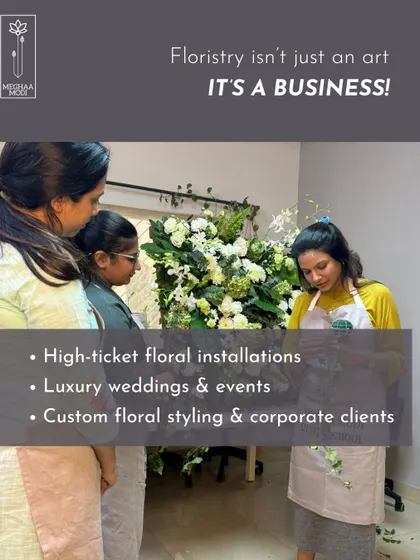 Floristry is a business, and my curriculum reflects that. Students learn to work on high-ticket floral installations and understand the logistics of luxury weddings and corporate events.