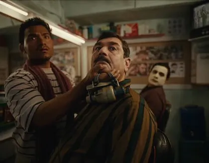This scene is set in a classic Indian barbershop. I styled the characters in outfits that felt completely natural for that environment, like the striped shirt and the barber's simple attire.