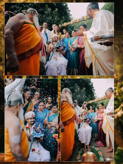 The Kashi Yatra ritual, where the groom is playfully persuaded by his family to choose marriage over asceticism.