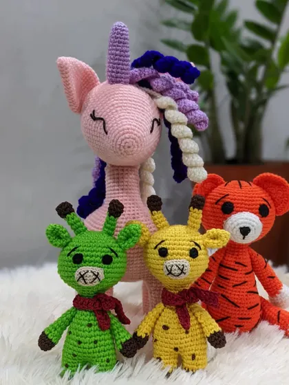 Another view of the custom animal set, ready to be played with.