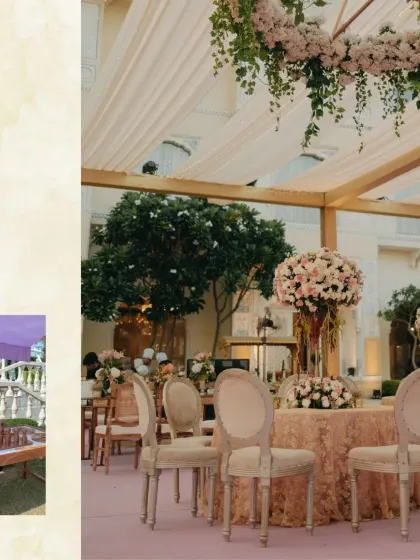 This collage shows the journey from a mood board to a beautifully realized event. We ensure every element, from the floral arrangements to the table linens, is perfectly aligned with the initial vision.