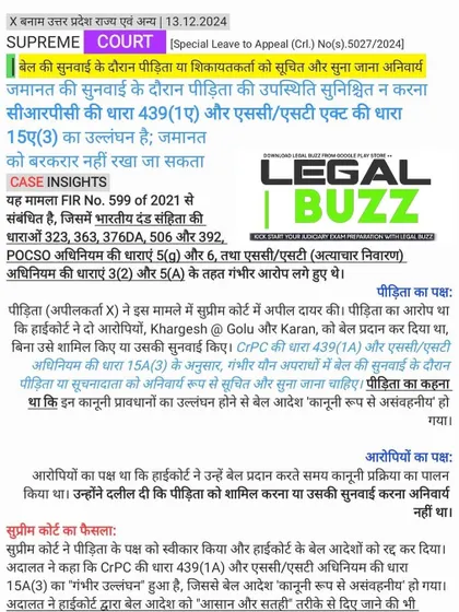 A Supreme Court decision highlighting the mandatory presence of the victim or their informant during bail hearings for certain serious offenses, upholding the rights of the victim.