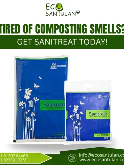 One of the biggest concerns with home composting is the smell. Sanitreat is a powder that neutralizes odors from food and garden waste, keeping your composting process clean and pleasant.