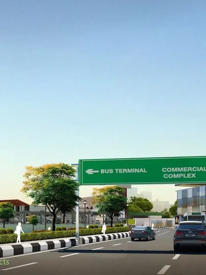 The entrance to the redesigned bus terminal in Ranchi, envisioned as a clean, modern, and welcoming gateway to the city's transport network.