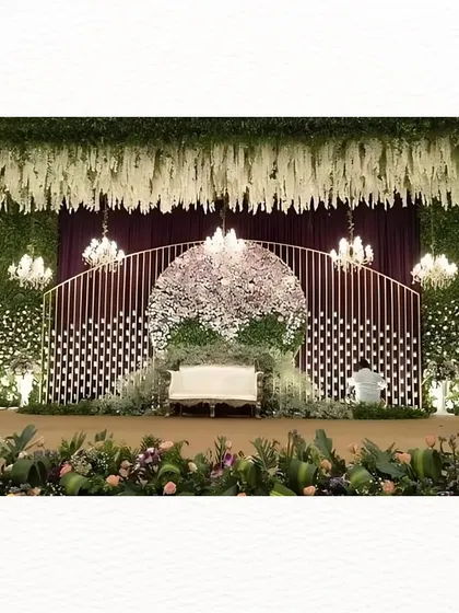 A different perspective of the magnificent floral reception stage, showcasing the sheer volume of flowers used to create this dreamy effect.