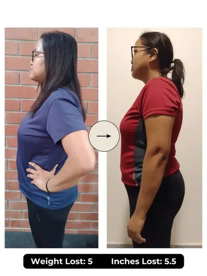 Indrani lost 5 kgs and 5.5 inches in 6 weeks. She found the motivation she was lacking at other gyms, thanks to our focus on consistency, discipline, and personal attention from trainers.