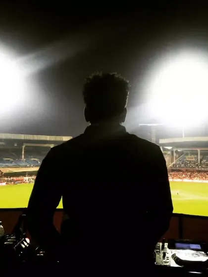 In my element, playing for the Kannada Chalanachitra Cup (KCC) at the iconic Chinnaswamy Stadium. The energy of a packed stadium under the floodlights is something else. This is the scale of event production I bring to the table.