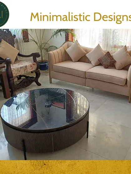 A minimalist living room setup featuring one of our custom sofas paired with a fluted round coffee table. The combination creates a harmonious space that is both stylish and functional.