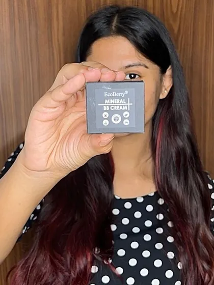 A customer showcasing my Mineral BB Cream, a perfect choice for a quick, no-fuss beauty routine.