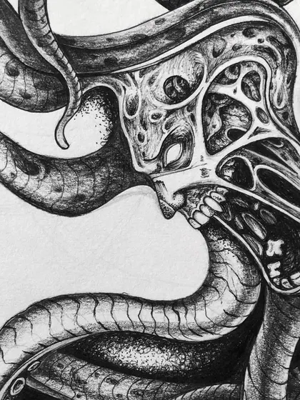 A close-up of a screaming octopus-like monster. I focused on the texture of the tentacles and the raw emotion in the face, creating a powerful and unsettling creature from the deep.