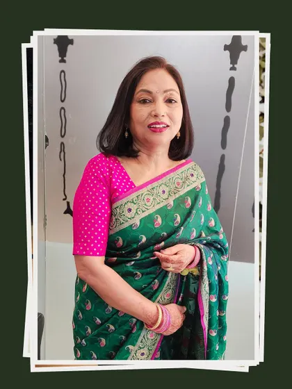 A classic and elegant look for our client. The makeup is clean and refined, with a bright pink lip that adds a touch of vibrancy to her beautiful green and pink saree.
